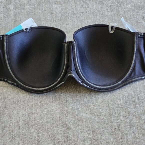 Vanity Fair 38B Black Beauty Back Strapless Bra Removable Straps 74380 Stretch - Picture 12 of 16